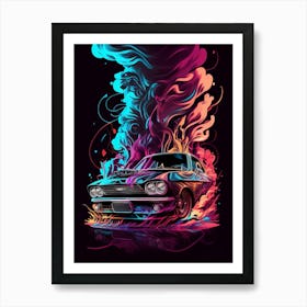 Muscle Smoke Drift Retro Racing vintage classic Car 6 Art Print