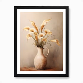 Calla Lily, Autumn Fall Flowers Sitting In A White Vase, Farmhouse Style 2 Art Print