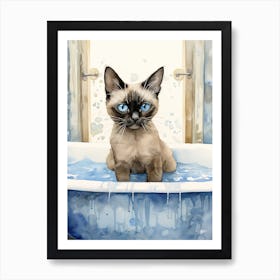 Siamese Cat In Bathtub Bathroom 1 Art Print