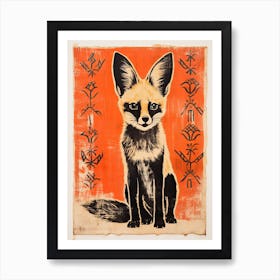 Fennec Fox, Woodblock Animal Drawing 3 Art Print