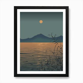 Moonlight Over Lake Art Print