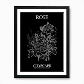 Rose Cityscape Line Drawing 2 Poster Inverted Art Print