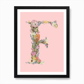 F Pink Alphabet Letter Art Print