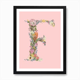 Lettre Alphabet F Affiche Rose pour Salon