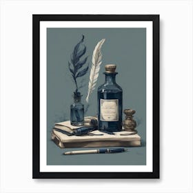 Ink And Feathers 1 Art Print