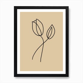 Tulip Flowers Line Art Art Print