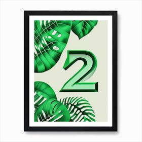 21, Number, Education Jungle Leaf Art Print