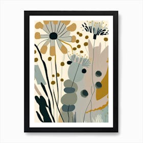 Thimbleweed Wildflower Modern Muted Colours 1 Art Print