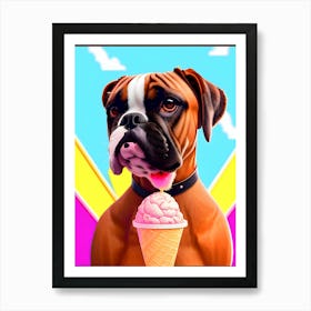 Boxer Dog With Ice Cream 2 Art Print