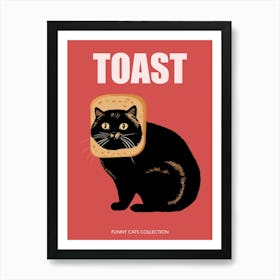 Toast Cat Funny Animals Red Art Print