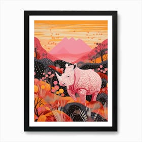 Rhino In The Mountains 2 Art Print