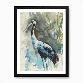 Crane Colourful Watercolour 1 Art Print