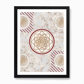Geometric Glyph in Festive Gold Silver and Red n.0038 Art Print