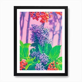 Elderberry 1 Risograph Retro Poster Fruit Art Print