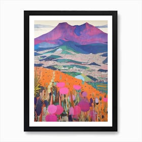 Mount Vesuvius Italy 2 Colourful Mountain Illustration Art Print