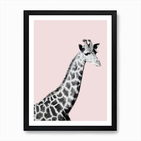 Giraffe on Pink Art Print