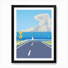 Minimal art illustration Road To The Sea Art Print