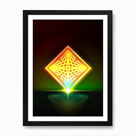 Neon Geometric Glyph in Watermelon Green and Red on Black n.0279 Art Print
