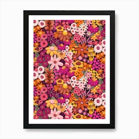 Warm Painterly Autumn Flowers Hand Painted Fall Wildflowers Art Print