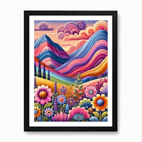 Colorful Mountain Landscape Art Print