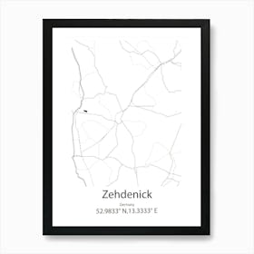 Zehdenick,Germany Minimalist Map Póster