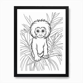 Line Art Jungle Animal Golden Lion Tamarin 2 Art Print