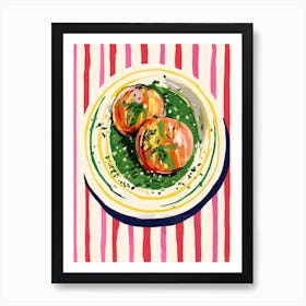 A Plate Of Oranges, Top View Food Illustration 3 Art Print