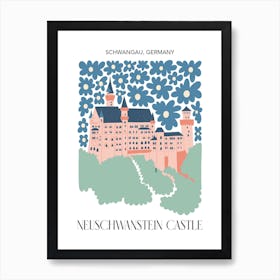 Neuchwanstein Castle   Schwangau, Germany, Travel Poster In Cute Illustration Art Print
