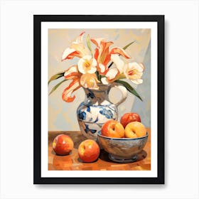 Calla Lily Flower And Peaches Still Life Painting 3 Dreamy Art Print