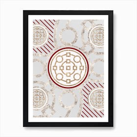 Geometric Abstract Glyph in Festive Gold Silver and Red n.0036 Art Print