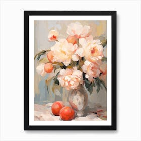 Rose Flower And Peaches Still Life Painting 1 Dreamy Art Print
