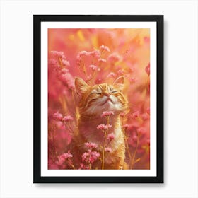 Cat In Flowers Art Print