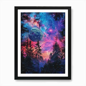 Nebula forest Art Print