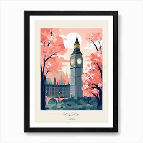 Big Ben, London   Cute Botanical Illustration Travel 5 Poster Art Print