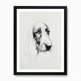 Basset Hound Dog Charcoal Line 2 Art Print