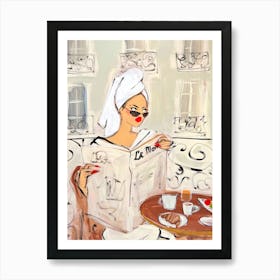 Woman Reading A Newspaper 1 Art Print