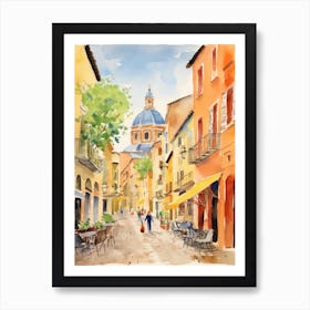 Modena, Italy Watercolour Streets 1 Art Print