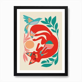 Fox And Bird Art Print