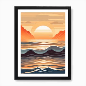 Waves In Sunset Art Print