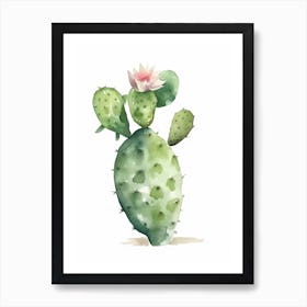 Nopal Cactus Watercolour Drawing 4 Art Print