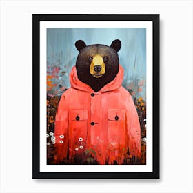 Bear In Red Jacket animal Art Print