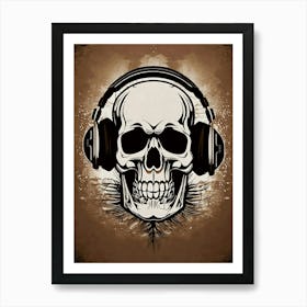 Skull With Headphones 107 Art Print
