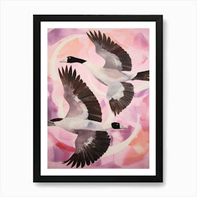 Pink Ethereal Bird Painting Canada Goose Art Print