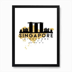 Singapore Silhouette City Skyline Map Art Print