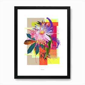 Asters 4 Neon Flower Collage Poster Art Print