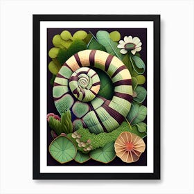 Garden Snail In Garden Patchwork Art Print