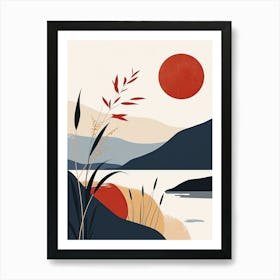 Sunset By The Lake, Hygge Art Print