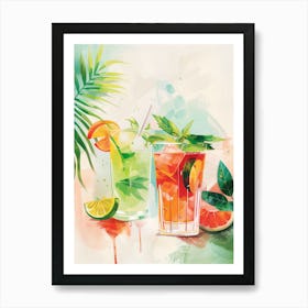 Watercolor Cocktail Art Print