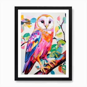 Colourful Bird Painting Barn Owl 4 Art Print