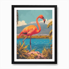 Greater Flamingo Lake Natron Tanzania Tropical Illustration 2 Art Print